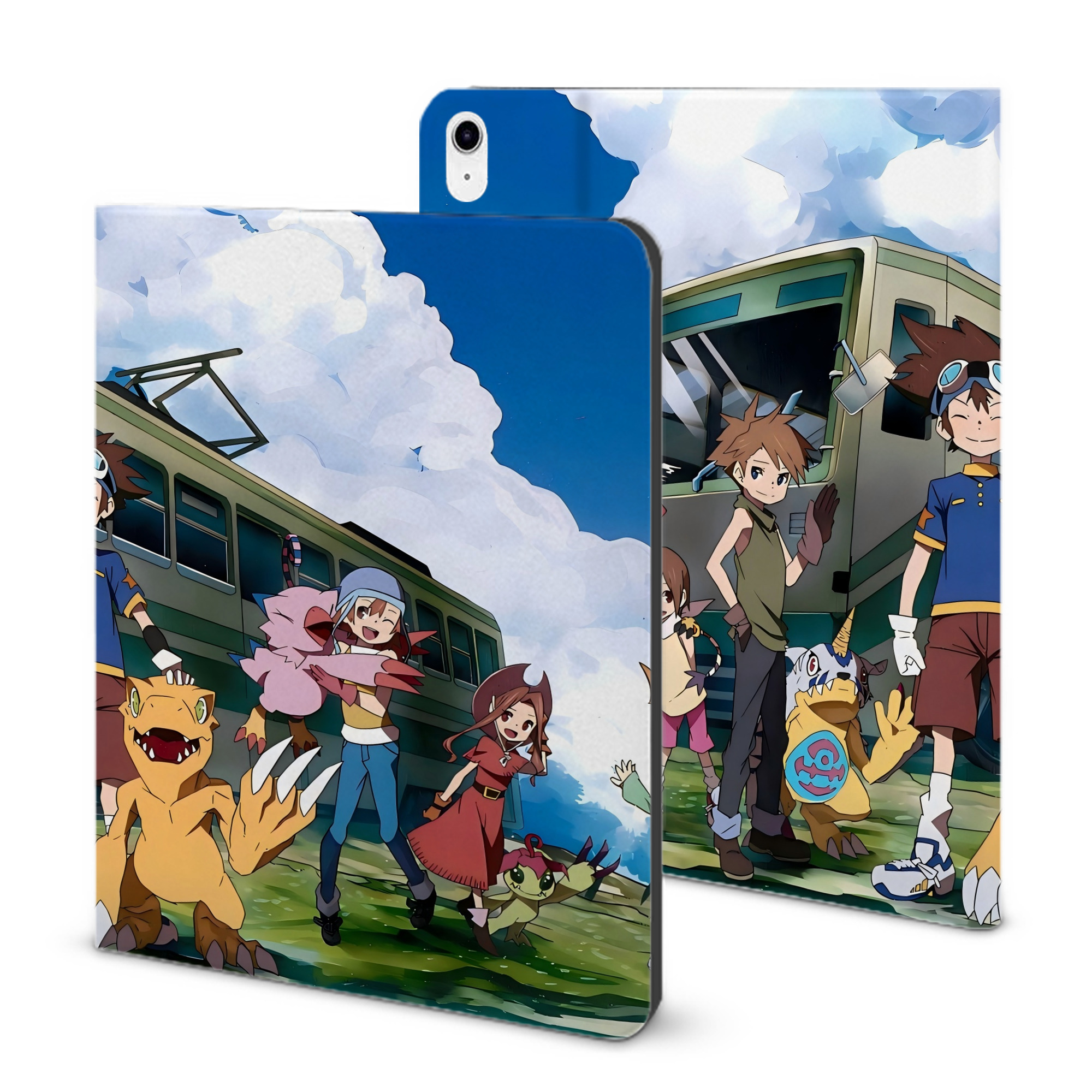 （画像用） Digimon デジタルモンスター/デジモン IPad ケース ブック型 PUレザー TPU 耐衝撃 軽量 薄型 ペン収納なし 全面保護 IPad 各モデル対応